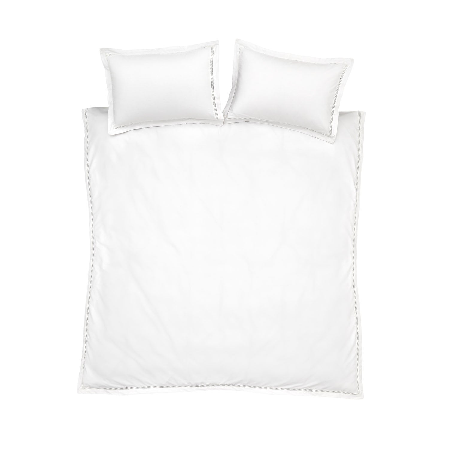 Bianca Oxford Lace Trim White 200TC Cotton Duvet Set