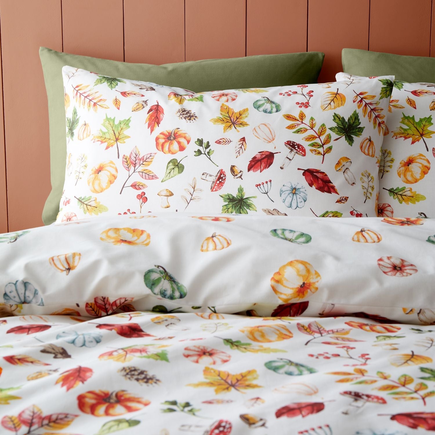 Catherine Lansfield Autumn Pumpkins Reversible Duvet Set