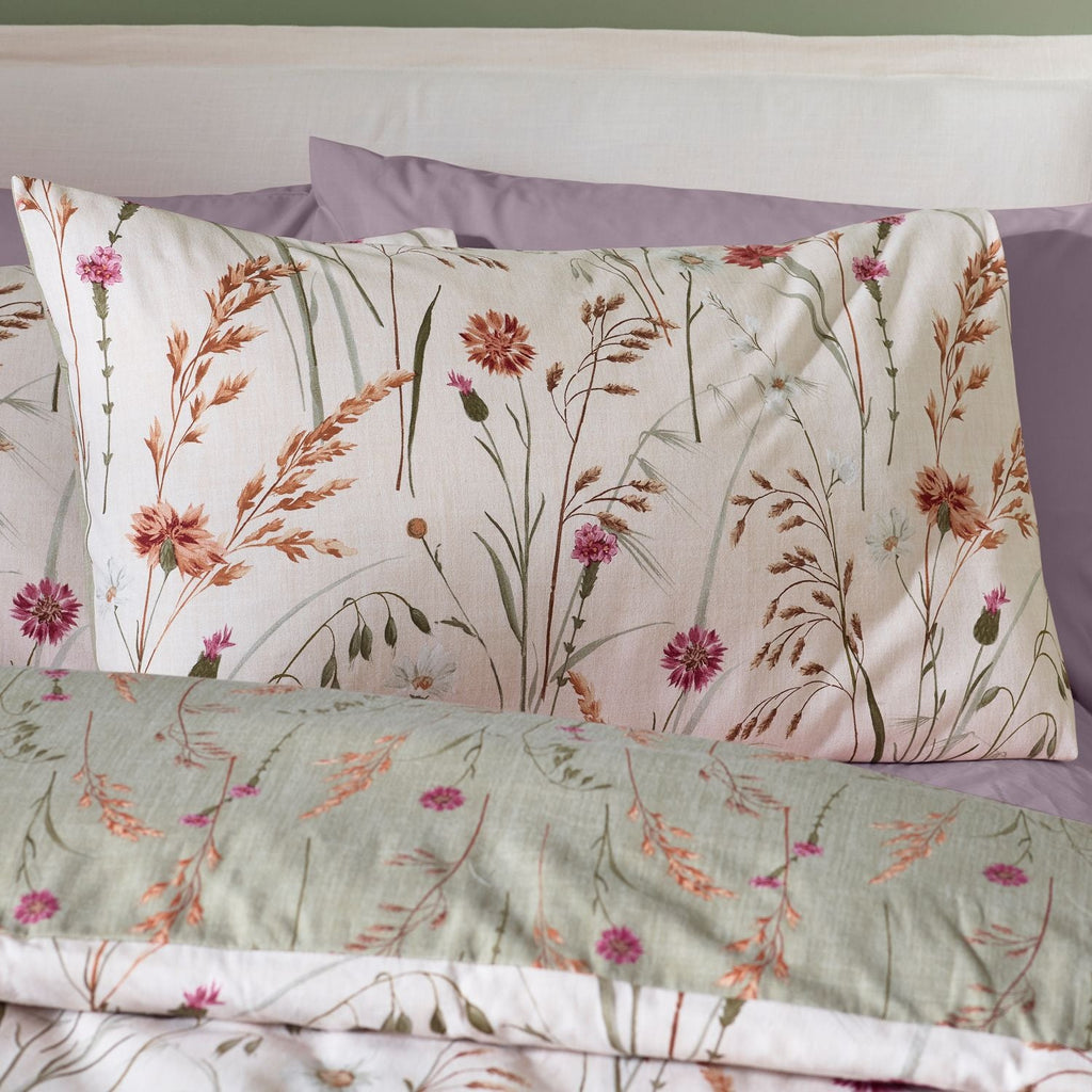 Catherine Lansfield Grasmere Green Floral Brushed Cotton Duvet Set