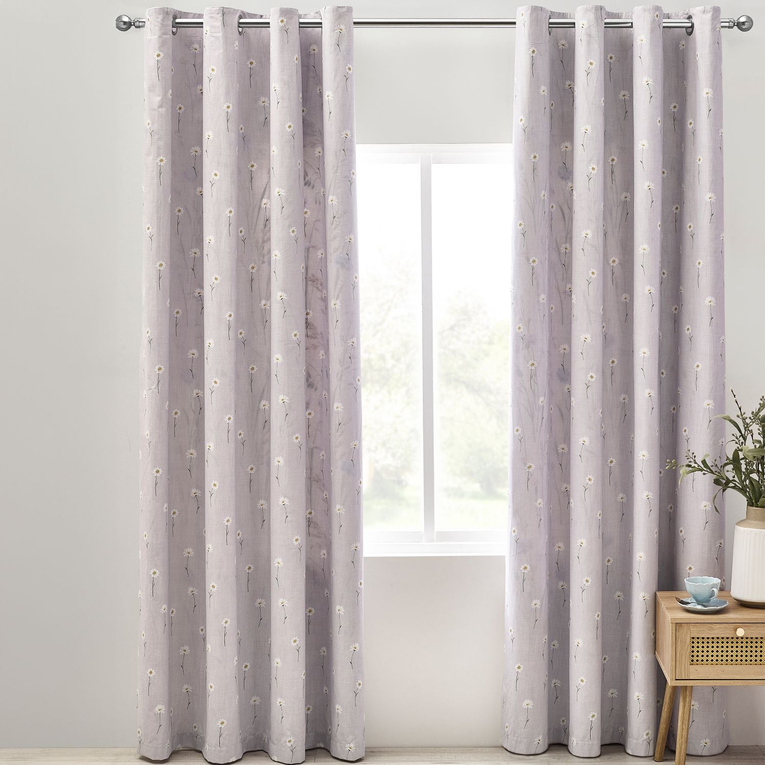 Catherine Lansfield Grasmere Lilac Floral Fully Reversible Curtains