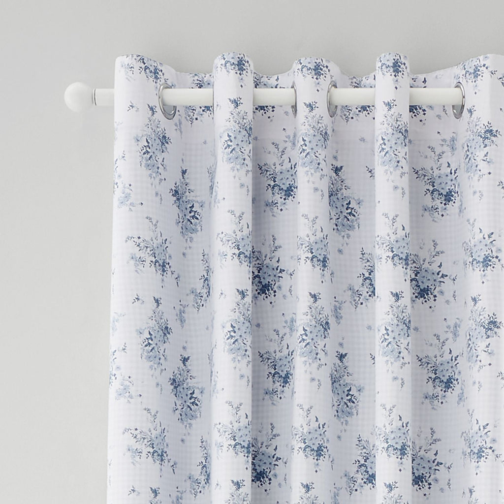Catherine Lansfield Lucie Floral Frill Fully Reversible Eyelet Curtains
