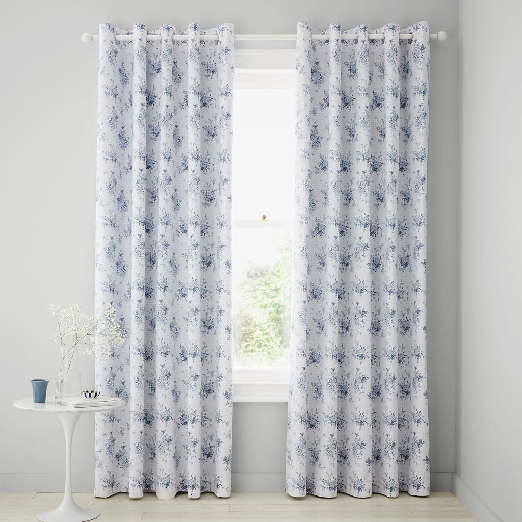 Catherine Lansfield Lucie Floral Frill Fully Reversible Eyelet Curtains