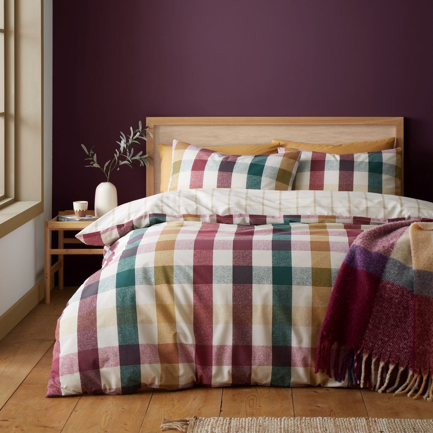 Catherine Lansfield Autumn Check Reversible Duvet Set