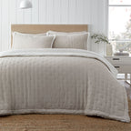 Catherine Lansfield Cosy Nori Cream Sherpa Fleece Bedspread