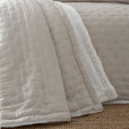Catherine Lansfield Cosy Nori Cream Sherpa Fleece Bedspread