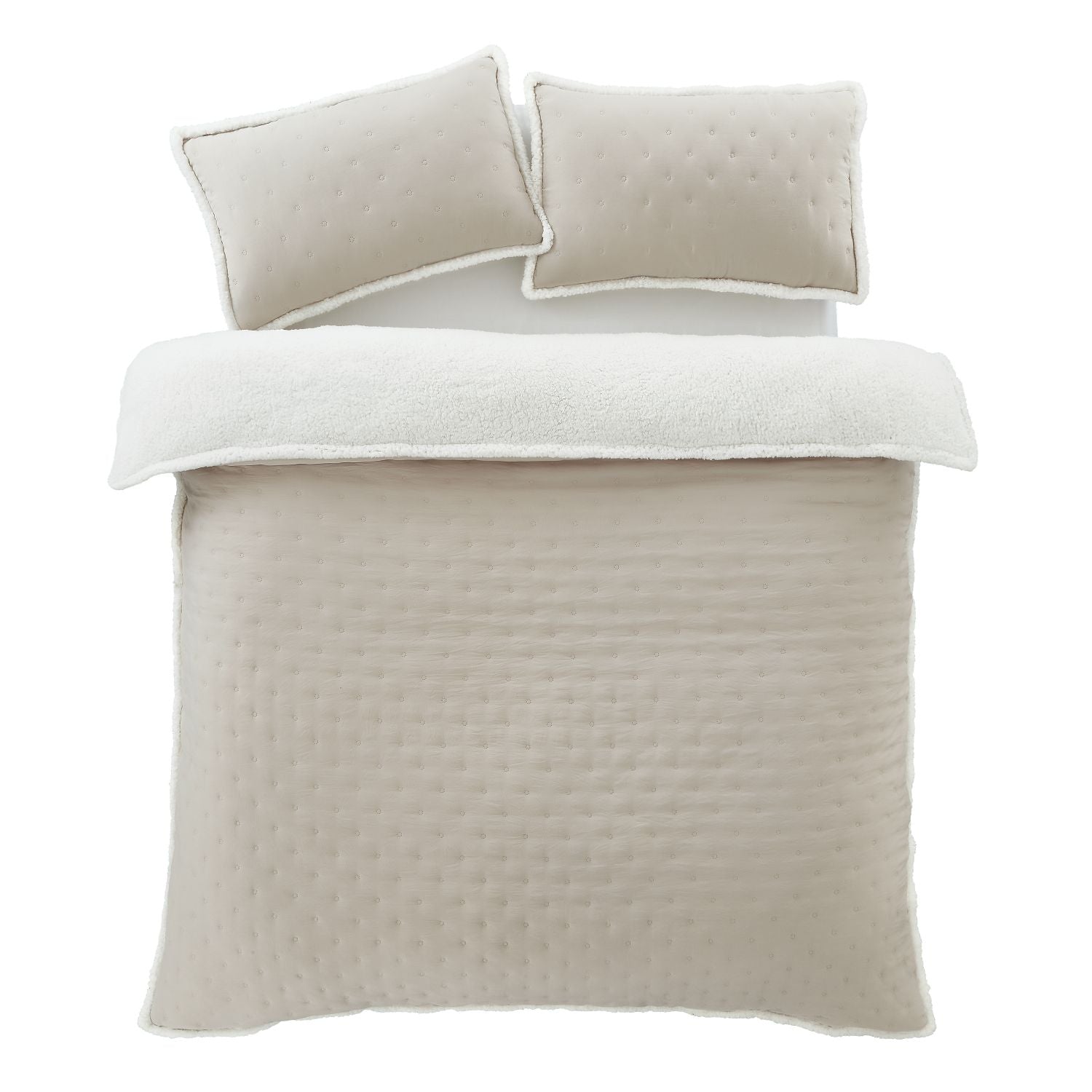 Catherine Lansfield Cosy Nori Cream Soft Sherpa Fleece Duvet Set