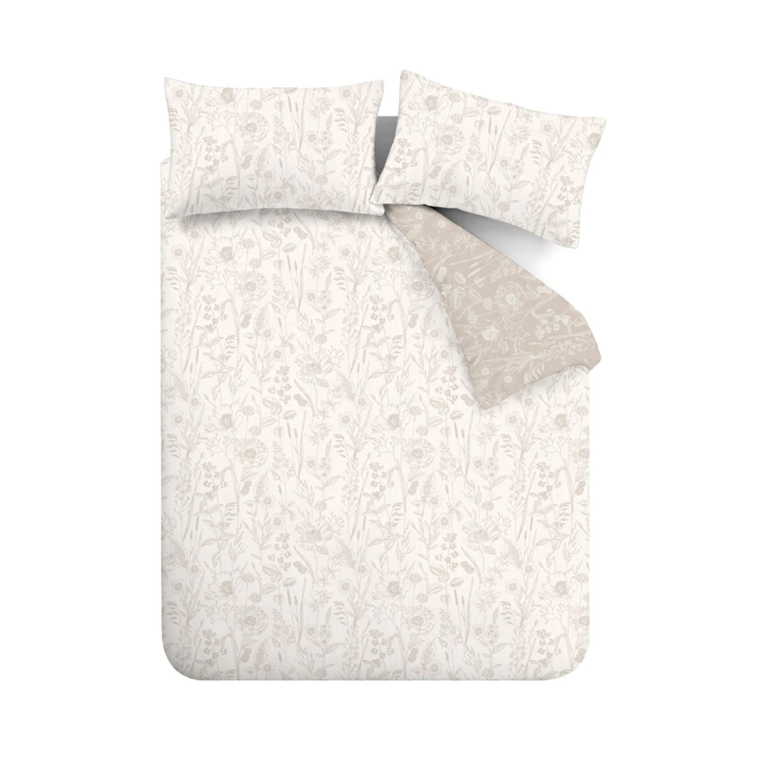 Bianca Brushed Cotton Floral Toile Natural Reversible Duvet Set