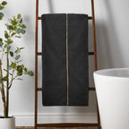 Bianca Zero Twist Satin Stitch Black Cotton Towels