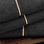 Bianca Zero Twist Satin Stitch Black Cotton Towels