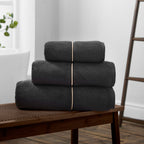 Bianca Zero Twist Satin Stitch Black Cotton Towels