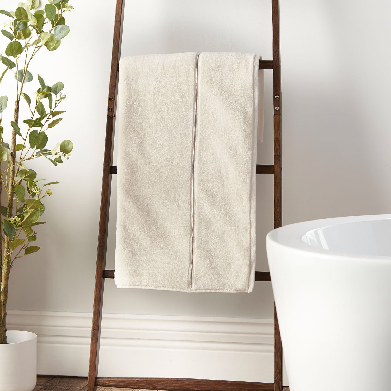 Bianca Zero Twist Satin Stitch Natural Cotton Towels