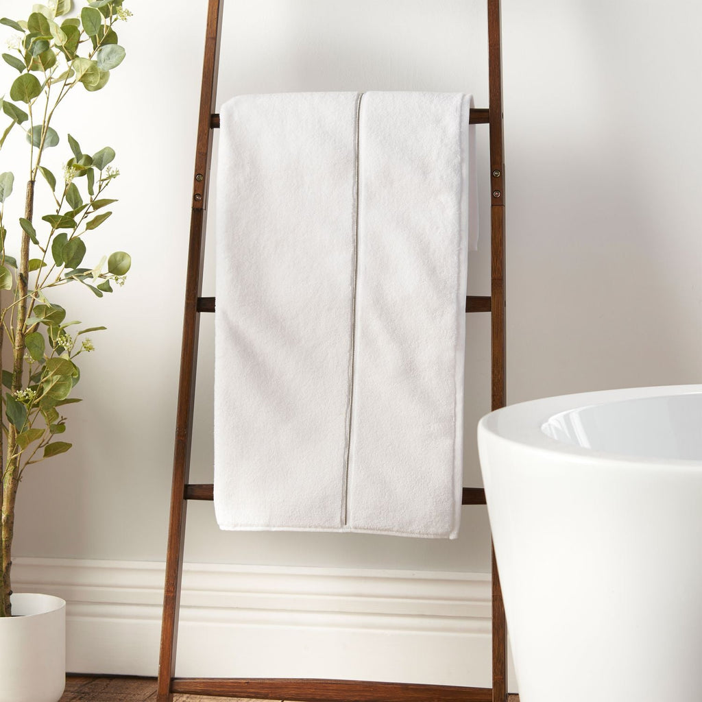 Bianca Zero Twist Satin Stitch White Cotton Towels