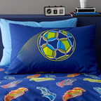 Catherine Lansfield Navy Blue Bright Football Reversible Duvet Set