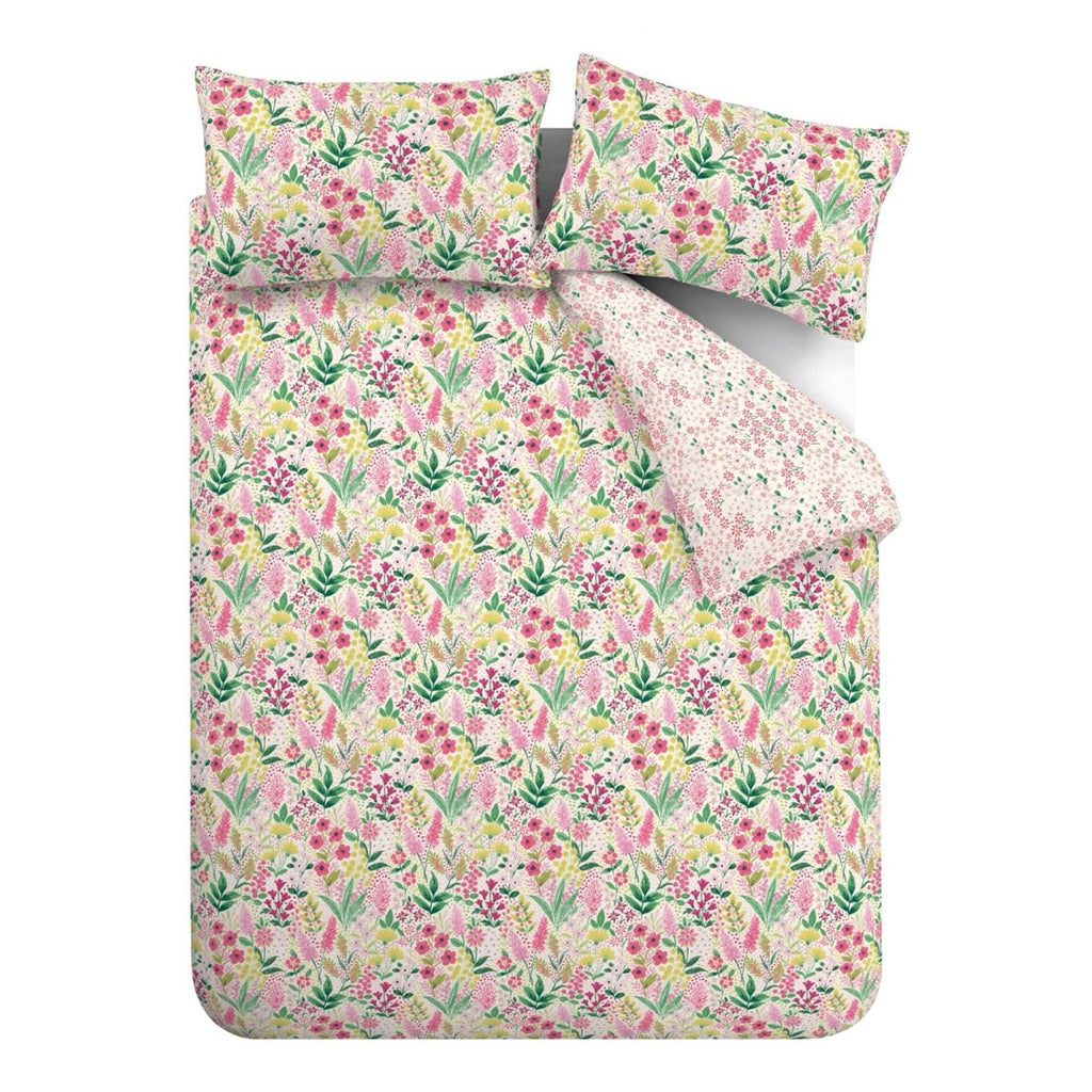 Catherine Lansfield Tilly Pink Floral Reversible Duvet Set