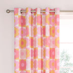 Catherine Lansfield Pink Retro Daisy Reversible Eyelet Curtains