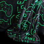 Catherine Lansfield Game Over Glow in the Dark Black Fleece Cosy Fleece Throw