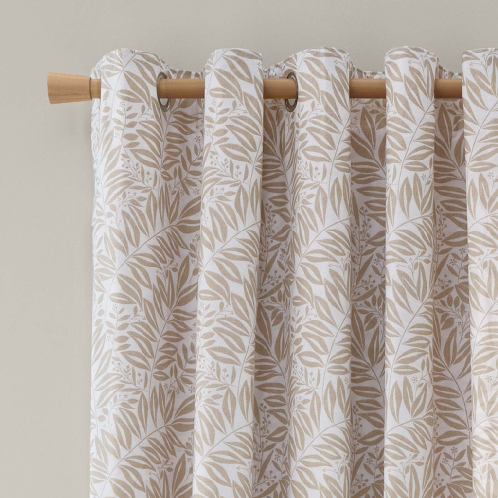 Catherine Lansfield Sorrel Leaf Natural Fully Reversible Eyelet Curtains