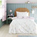 Catherine Lansfield Pink Bunny Tails Ditsy Flowers Reversible Duvet Set