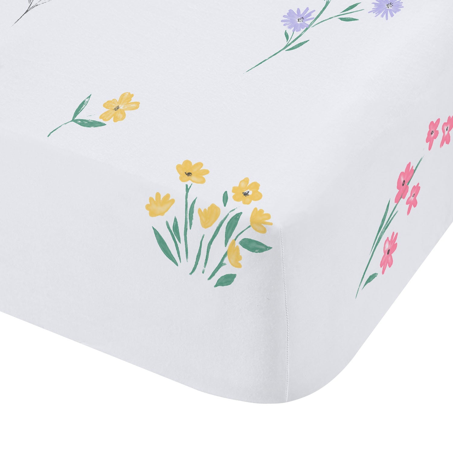 Catherine Lansfield White Bunny Tails Ditsy Flowers Fitted Sheet