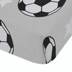 Catherine Lansfield Brushed Cotton Football Stars Grey Fitted Sheet