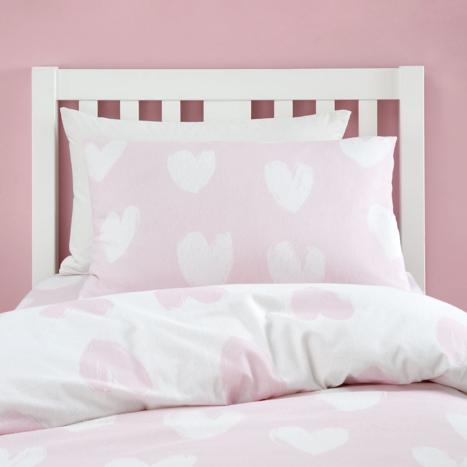 Catherine Lansfield Brushed Cotton Hearts Reversible Duvet Set