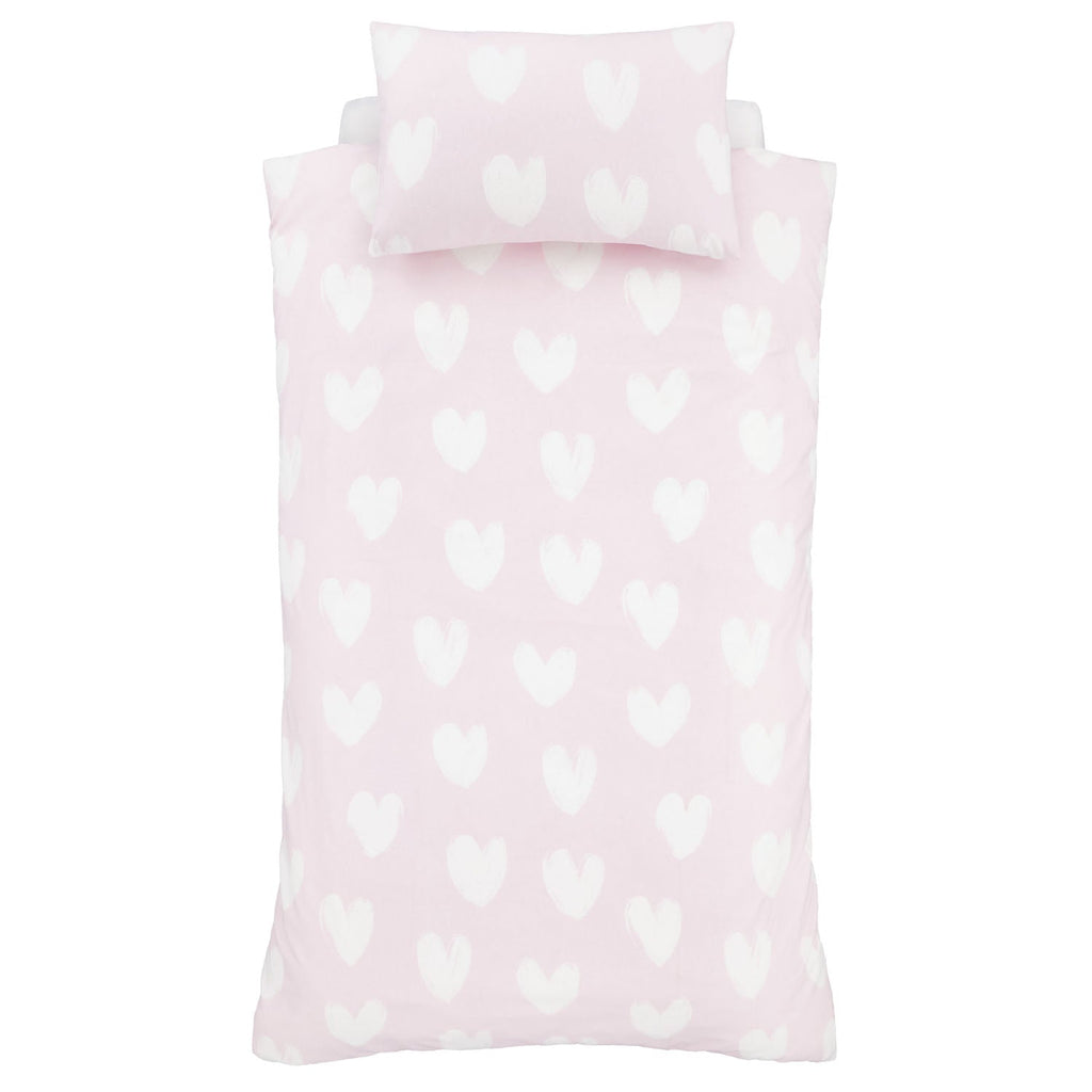 Catherine Lansfield Brushed Cotton Hearts Reversible Duvet Set