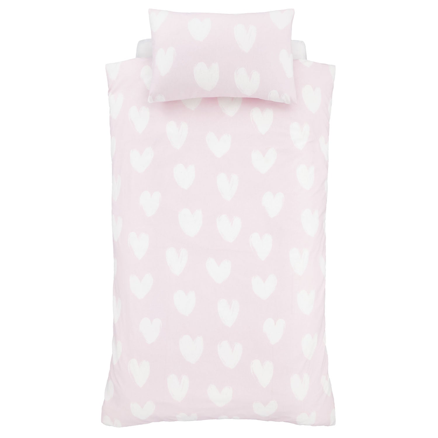 Catherine Lansfield Brushed Cotton Hearts Reversible Duvet Set