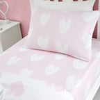 Catherine Lansfield Brushed Cotton Hearts White/Pink Fitted Sheet