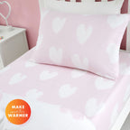 Catherine Lansfield Brushed Cotton Hearts White/Pink Fitted Sheet
