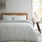 Catherine Lansfield Polka Dot Green Brushed Cotton Reversible Duvet Set