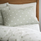 Catherine Lansfield Polka Dot Green Brushed Cotton Reversible Duvet Set