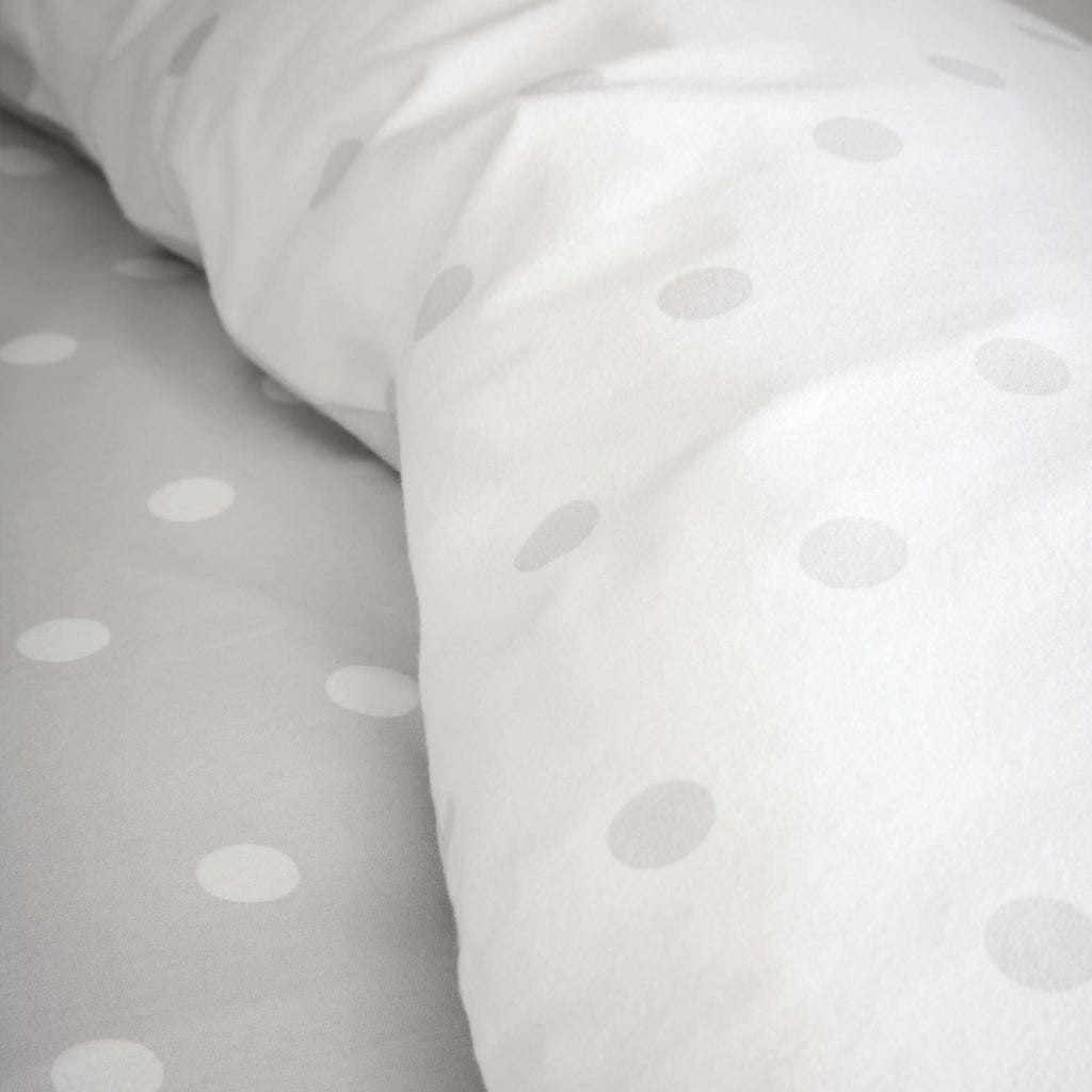 Catherine Lansfield Polka Dot Grey Brushed Cotton Reversible Duvet Set