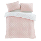 Catherine Lansfield Polka Dot Pink Brushed Cotton Reversible Duvet Set