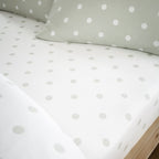 Catherine Lansfield Polka Dot Green Brushed Cotton Fitted Sheet