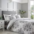 Catherine Lansfield Elinda Grey Floral Reversible Duvet Set