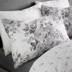 Catherine Lansfield Elinda Grey Floral Reversible Duvet Set