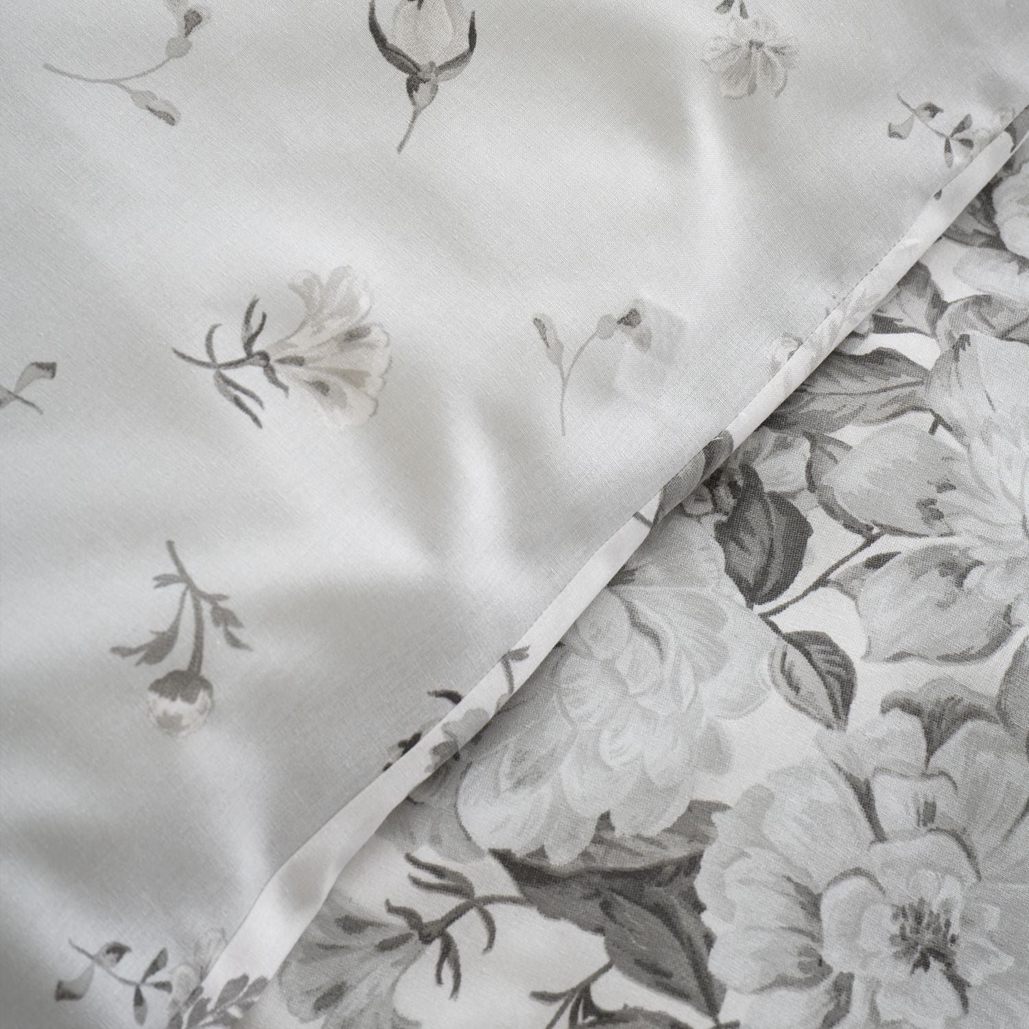 Catherine Lansfield Elinda Grey Floral Reversible Duvet Set
