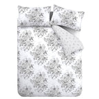 Catherine Lansfield Elinda Grey Floral Reversible Duvet Set