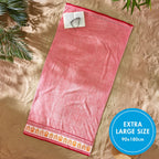 Catherine Lansfield Beach Huts Coral Extra Large Cotton Beach Towel