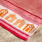 Catherine Lansfield Beach Huts Coral Extra Large Cotton Beach Towel