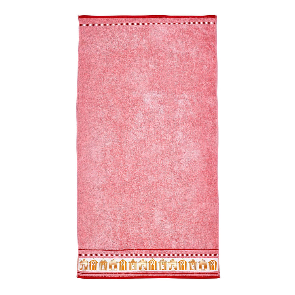 Catherine Lansfield Beach Huts Coral Extra Large Cotton Beach Towel
