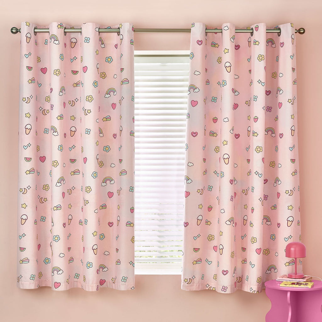 Catherine Lansfield Kids Pastel Forever Together Reversible Eyelet Curtains