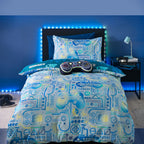 Catherine Lansfield Grey/Blue Gamer Reversible Duvet Set