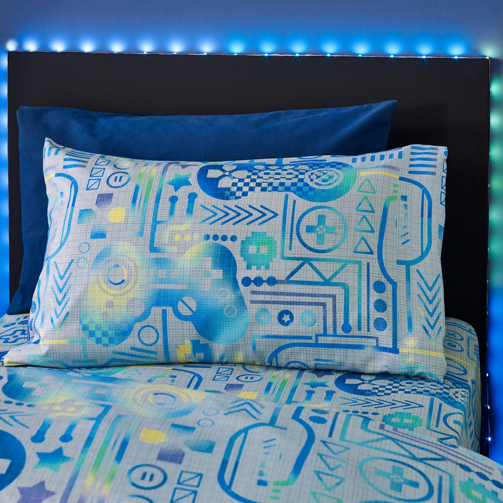 Catherine Lansfield Grey/Blue Gamer Reversible Duvet Set