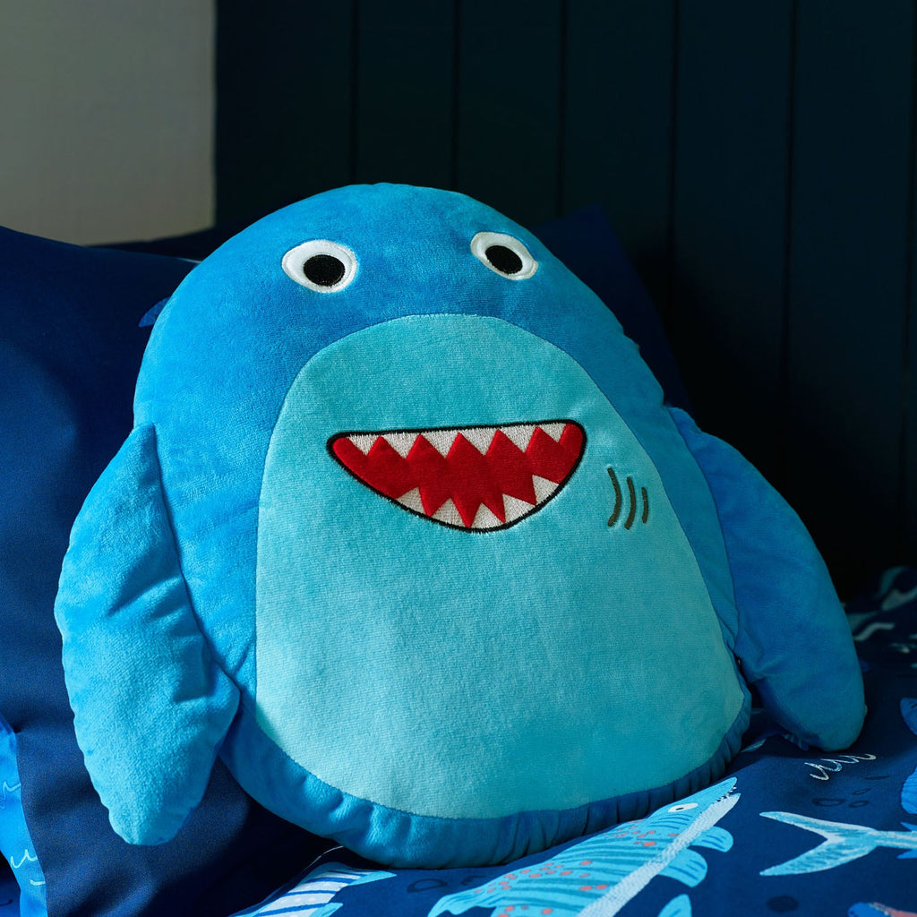 Catherine Lansfield Sheldon the Shark Blue 3D Shaped Cushion