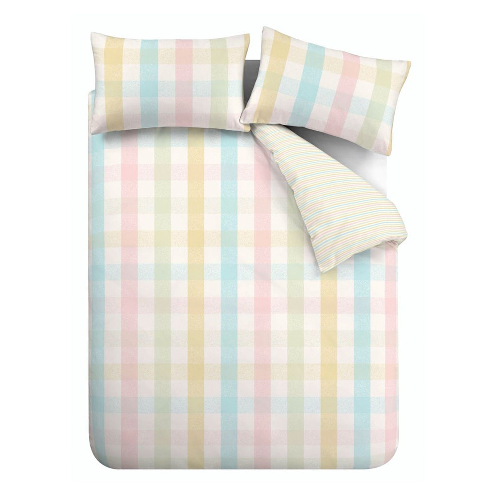 Catherine Lansfield Pastel Spring Check Reversible Duvet Set