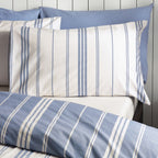 Catherine Lansfield Harbour Stripe Blue Reversible Duvet Set