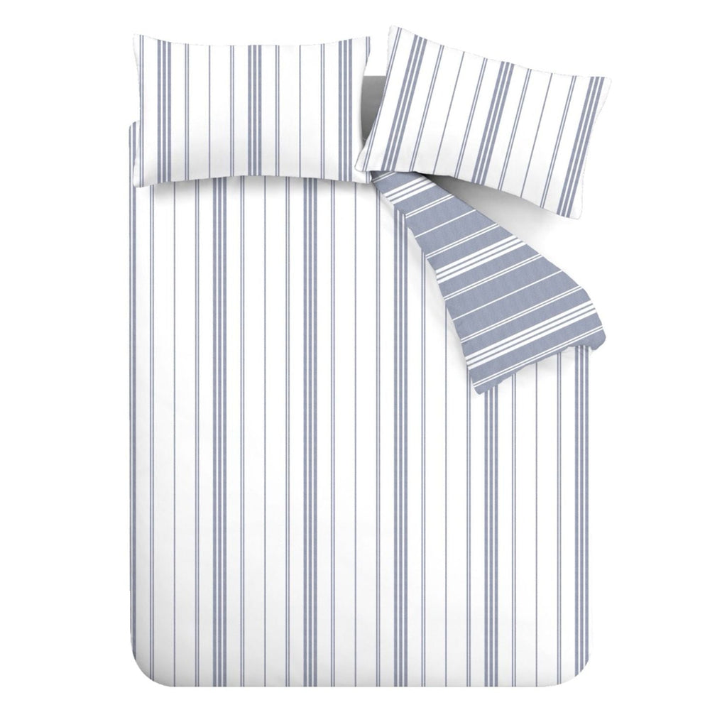 Catherine Lansfield Harbour Stripe Blue Reversible Duvet Set