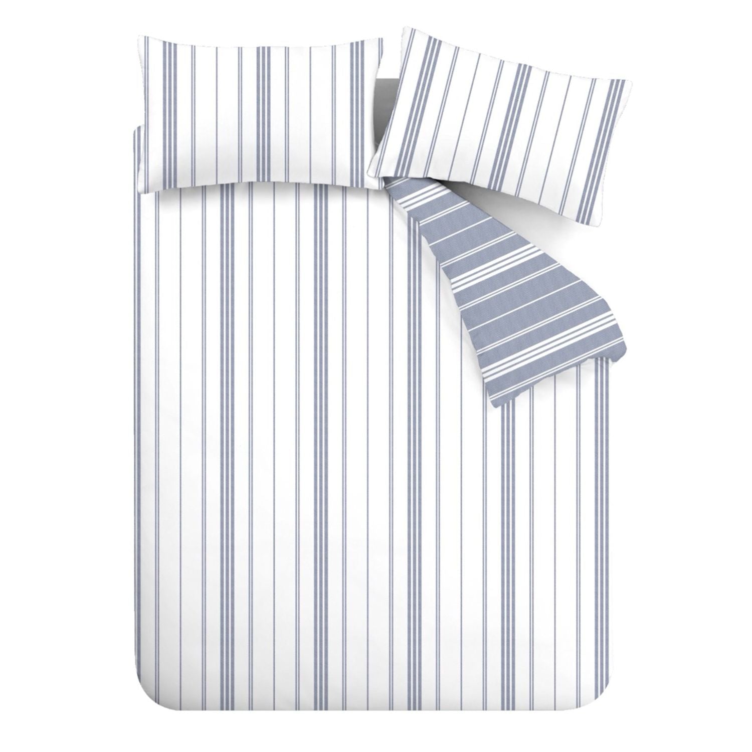 Catherine Lansfield Harbour Stripe Blue Reversible Duvet Set
