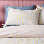 Catherine Lansfield Brighton Stripe Pastel Bow Trim Duvet Set